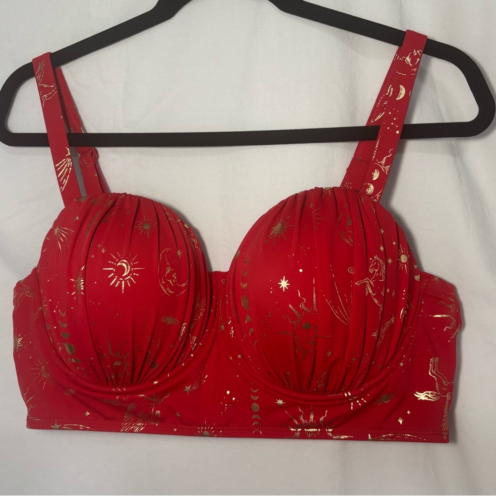 torrid Red Gold Foil Underwire Bralette swim top